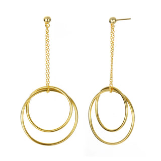 【IA1267】ファッションピアス 316 ステンレススチール サークルループペンダント ドロップピアス ステートメント 14k ゴールドメッキ