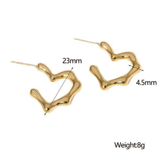 【IA4624】フレンチステンレススチール18Kゴールドプレート高品質ヒップホップパーソナライズドハートイヤリングファッションレディースギフトジュエリー