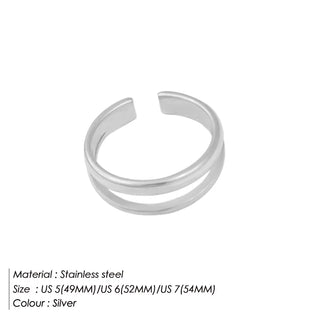 【IA1065】ダブルレイヤーリング ステンレススチール 18K メッキ ゴールド 韓国風 調整可能 ファッションジュエリーリング