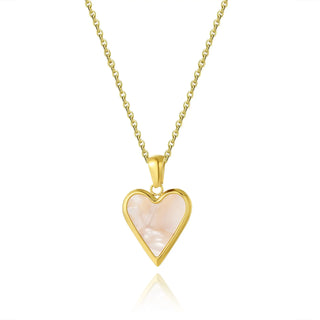 【IA1881】VSB1792 新ラブホワイトシェルペンダントネックレス 18K ゴールドメッキ ステンレススチール 錆びないネックレス