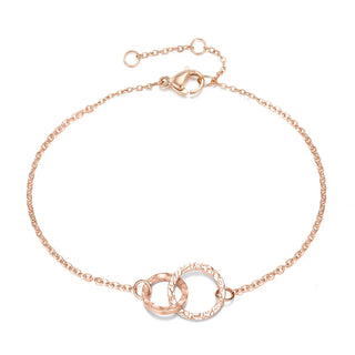 【IA1156】品質の結婚式＆誕生日ギフト インターロッキング ダブルサークルチェーンブレスレット ステンレススチールジュエリー 女の子用