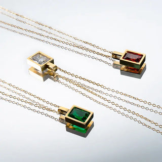 【IA1879】VSB1832 新スクエア カラージルコンペンダントネックレス 18K ゴールドメッキ ステンレススチール 錆びないネックレス