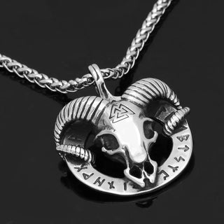 【IA2847】オーディンサイン ノースバイキングネックレス ステンレススチール ゴートホーンペンダントネックレス ルーン メンズチャームペンダント