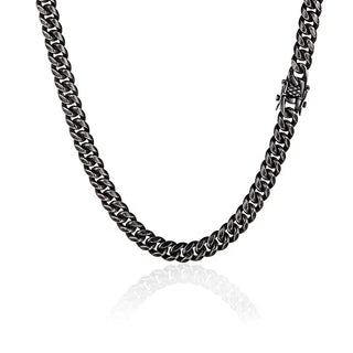 【IA3568】ヒップホップブラックチェーンネックレス 男性用カーブチェーン ステンレススチール厚いキューバンチェーンネックレス