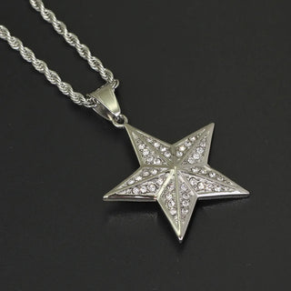 【IA3481】スターズ ブリングブリング ファッション クリスタル ロックペンダント ステンレススチール ネックレス ヒップホップジュエリー
