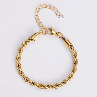 【IA3668】ファッションヒップホップ ノンターンニッシュジュエリー ゴールドメッキ ステンレススチール ツイストロープリンクチェーンブレスレット レディース用
