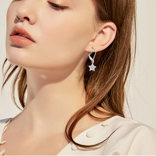 【IA4300】ファッション小さな繊細ジュエリー925スターリングシルバースターペンダントフープジルコンイヤリングレディース用