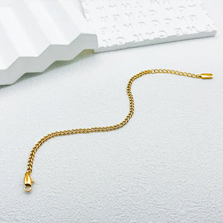 【IA1089】ファッションジュエリーブレスレット PVD ゴールドメッキ 調整可能 ステンレススチール キューバンチェーンブレスレット 男女用