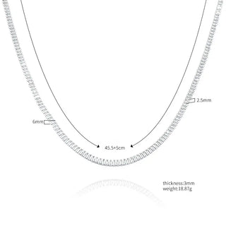 【IA3584】ヒップホップ ステンレススチール バゲット キュービックジルコニアCZ アイスアウトテニスチェーンネックレス