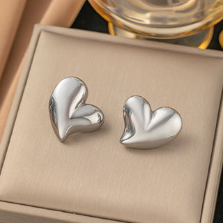 【IA0723】ヴィンテージステンレススチール 18K ゴールドメッキ コントラストのある不規則なハートネックレスピアス 女性用ジュエリーアクセサリー