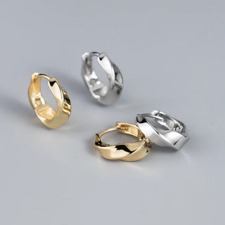 【IA0868】女性用チャーム 18K PVD ゴールドメッキジュエリー 925 スターリングシルバー ツイストフープピアス