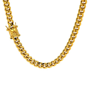 【IA3630】カスタム ステンレススチールジュエリー ネックレス 14K/18Kゴールドメッキ 厚めのマイアミキューバンリンクチェーン ネックレス メンズ＆ウィメンズ用