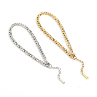 【IA1047】の 4mm 女性用 14K ゴールドPVDメッキ 調節可能チェーン キューバンリンクアンクレット 足元ジュエリー ステンレススチール