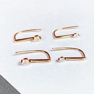 【IA2971】高品質 シンプル S925シルバー CZピアス ゴールドメッキ ブリングブリング  女性用ピアス 女の子用