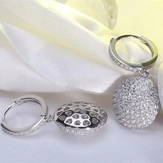 【IA2425】ラグジュアリーフープピアス ウェディングジュエリー ブラジリアンホワイトゴールドメッキ 18K リアル925 スターリングシルバー 女性用