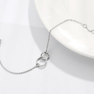 【IA1156】品質の結婚式＆誕生日ギフト インターロッキング ダブルサークルチェーンブレスレット ステンレススチールジュエリー 女の子用