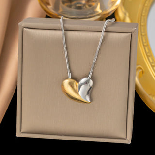 【IA0723】ヴィンテージステンレススチール 18K ゴールドメッキ コントラストのある不規則なハートネックレスピアス 女性用ジュエリーアクセサリー