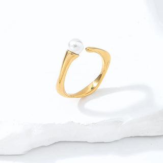 【IA1930】ステンレス 淡水 パール ジュエリー カフ リング オープン 調整可能 パール リング 防水