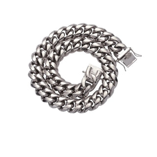 【IA3424】18mm ステンレススチール キューバンリンクチェーン ヒップホップチェーンネックレス