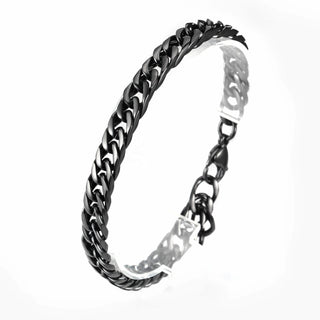 【IA3559】ファッションヒップホップジュエリースタイリッシュステンレススチールブラックチャンクーキューバンリンクチェインハンドブレスレット 男性用