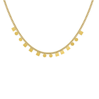 【IA0346】ジョイエリア アセロ インオクシダダブル ステンレススチールジュエリー 18K PVDゴールドメッキ ディスクチャームペンダント ステンレススチールネックレス 女性用