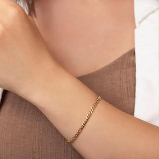 【IA1089】ファッションジュエリーブレスレット PVD ゴールドメッキ 調整可能 ステンレススチール キューバンチェーンブレスレット 男女用