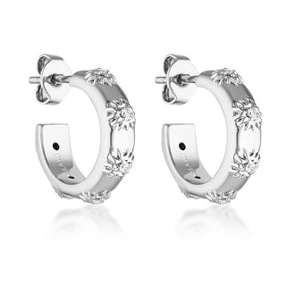 【IA4326】Gemnel18Kゴールドプレート925スターリングシルバージュエリーギフトエンボス加工ムーンサンCZフープピアス