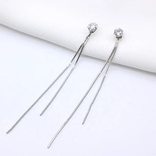 【IA1321】韓国デザイン ファッション ダングルロング クリスタルジュエリー ステンレススチール ゴールドピアス 女性用アクセサリー
