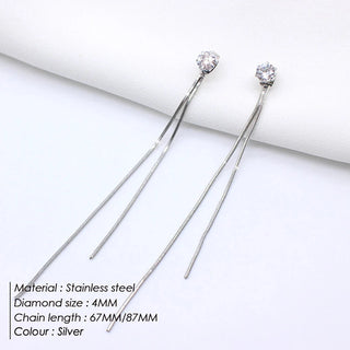 【IA1321】韓国デザイン ファッション ダングルロング クリスタルジュエリー ステンレススチール ゴールドピアス 女性用アクセサリー