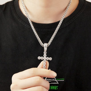 【IA3587】ヒップホップ クルシフィックス クリスチャンジュエリー ゴールドメッキ ステンレススチール ビッグ アイスアウト CZジルコン クロスチャームペンダント