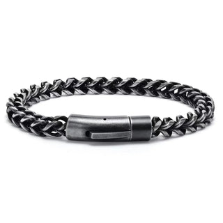 【IA2769】6mmフランコチェーンブレスレット、プレスボタン、ステンレススチールブレスレット、メンズリンクブレスレット、ヒップホップジュエリー