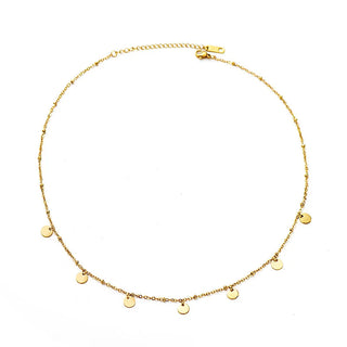 【IA1875】VSB1894 ファッショナブル ラウンドペンダントネックレス 18K ゴールドメッキ ステンレススチール 錆びないネックレス