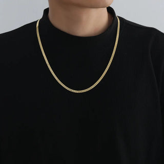 【IA3452】4mm ステンレススチール キューバンリンクチェーンネックレス 男性用 パーティーギフト