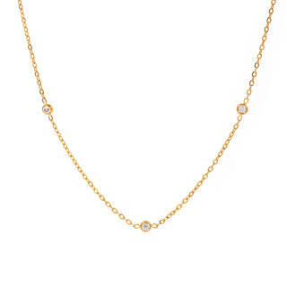 【IA2109】防水 デインティラウンドジルコニアチェーンネックレス 18K ゴールドメッキ ステンレススチールジュエリー ファインジュエリーネックレス