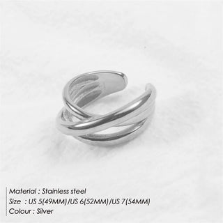 【IA1070】ファインジュエリーリング ステンレススチール ミニマリスト編み込みリング 女の子用 18K ゴールドメッキ