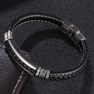 【IA2779】MECYLIFEユニセックスレザーカフブレスレット、メンズ＆ウィメンズ向け、ステンレススチールバングルブレスレット