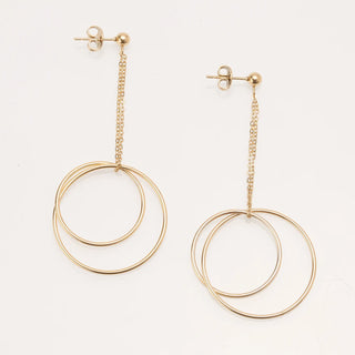 【IA1267】ファッションピアス 316 ステンレススチール サークルループペンダント ドロップピアス ステートメント 14k ゴールドメッキ
