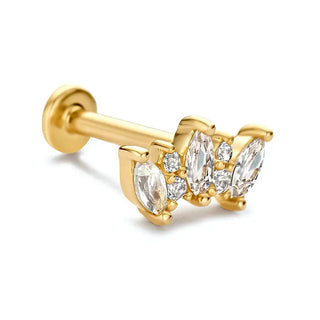 【IA1691】925 スターリングシルバー 18K ゴールドメッキ クラウン ピアシング マーキーススタッドピアス