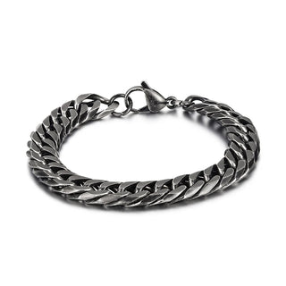 【IA3561】ヒップホップジュエリーステンレススチールブラックチャンクーブラックキューバンカーブリンクハンドブレスレット ロブスタクラスプ付き 男性用