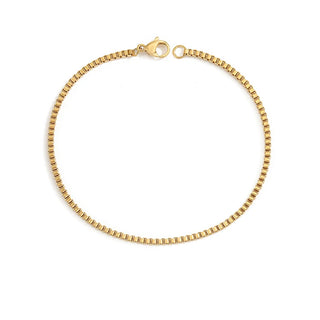 【IA1283】ブレスレット 男女兼用 2mm 高品質 14k ゴールドメッキ ダンディーステンレススチール シンプルボックスチェーンブレスレット ジュエリー