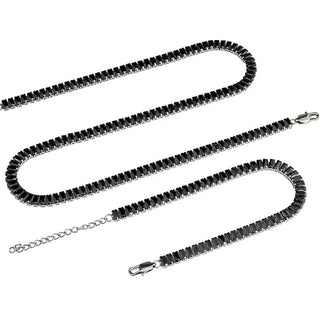 【IA3584】ヒップホップ ステンレススチール バゲット キュービックジルコニアCZ アイスアウトテニスチェーンネックレス
