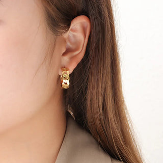 【IA1107】クラシックシンプル 非変色フープ 低アレルギー 厚いキューバンリンクピアス ステンレススチール イヤーピアス 女性用