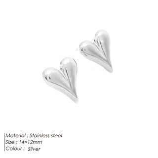 【IA1092】高品質 ゴールドピアス ジュエリー 防水 ステンレススチール ラブハート形スタッドピアス バレンタインデーギフト