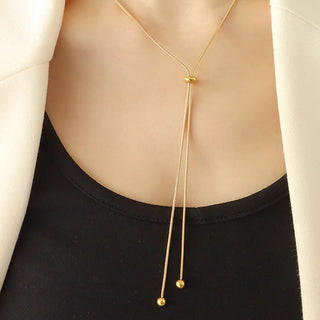 【IA1166】女性用 ミニマリスト ステンレススチール 調節可能ネックレス ラウンドスネークチェーン ファインネックレス ジュエリー ゴールド
