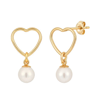 【IA1612】ファッションジュエリー 925 シルバー 18K ゴールドメッキ パール オープンハート サークル スタッドピアス