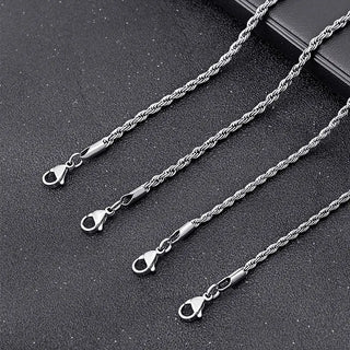 【IA3533】18Kゴールドメッキバルクリンクチェーン ドバイジュエリー 2.5mm・3mmステンレススチールロープチェーン＆ツイストチョーカーネックレス