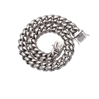 【IA3424】18mm ステンレススチール キューバンリンクチェーン ヒップホップチェーンネックレス