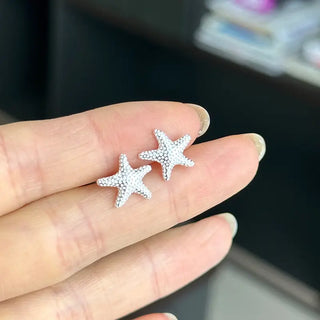 【IA2094】925 スターリングシルバー キュートなスターフィッシュピアス ファッションソリッドシルバースタイルピアス 女性用