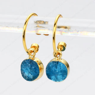【IA1537】ラウンド ムーンストーン ジェムストーン 1mm フープ ピアス 女性 ステートメント ピアス 女性用 18k ゴールド
