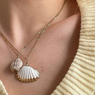 【IA1803】インスファッション ビーチ オーシャン スターフィッシュチャームネックレス 18K PVD ゴールドメッキ ステンレススチール ナチュラルシェルネックレス レディース用